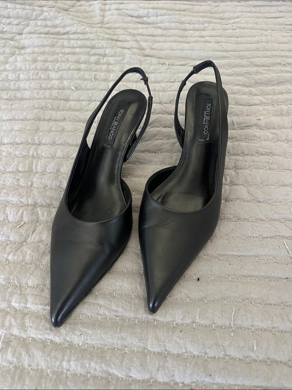 Tony Bianco Black Pointed Slingback Heels